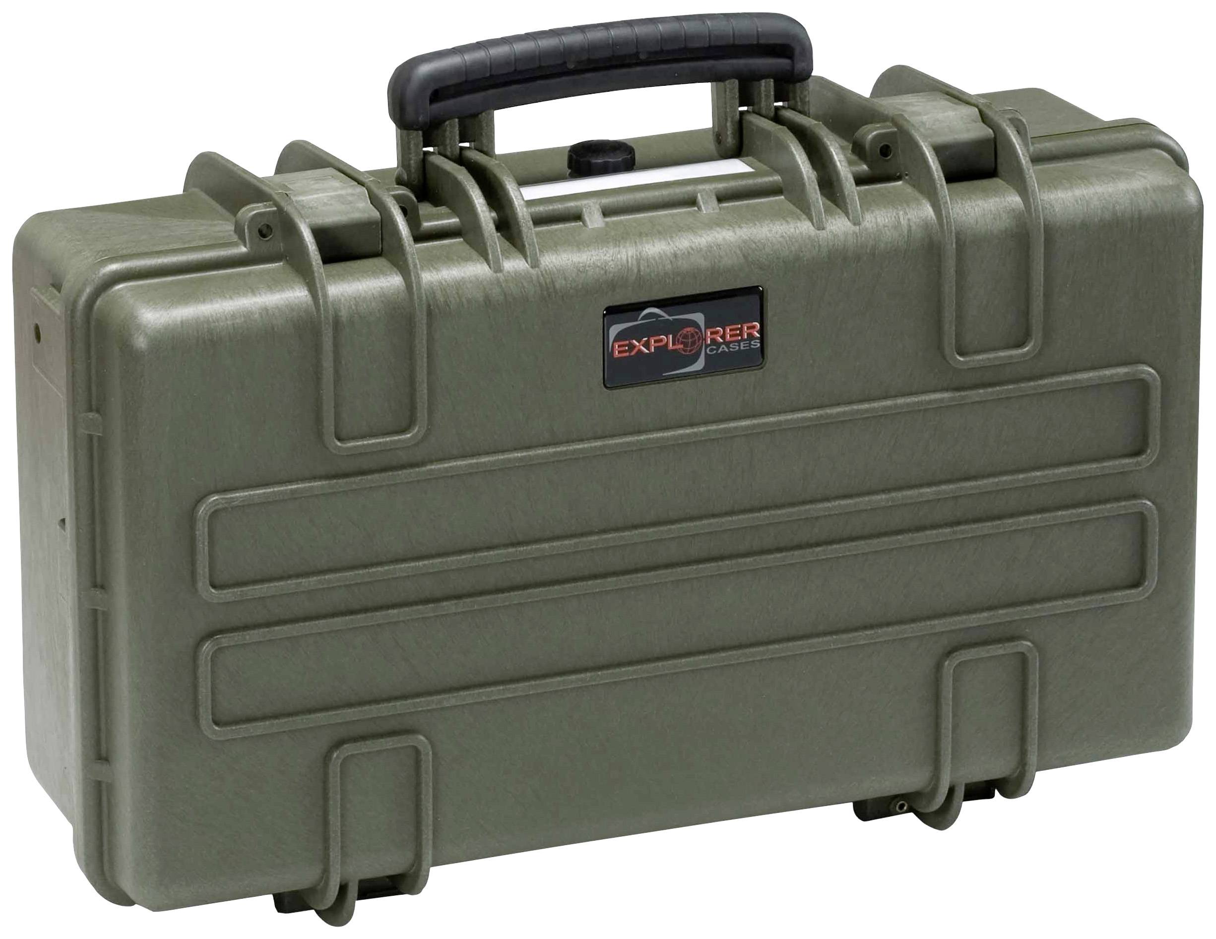 Robustný zelený ochranný kufor s čiernou rukoväťou a logom 'Explorer Case', vhodný na bezpečnú prepravu citlivého vybavenia.