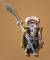 Figúrka Playmobil v orientálnom oblečení s turbanom, bradou a dlhým mečom pred oranžovým pozadím.