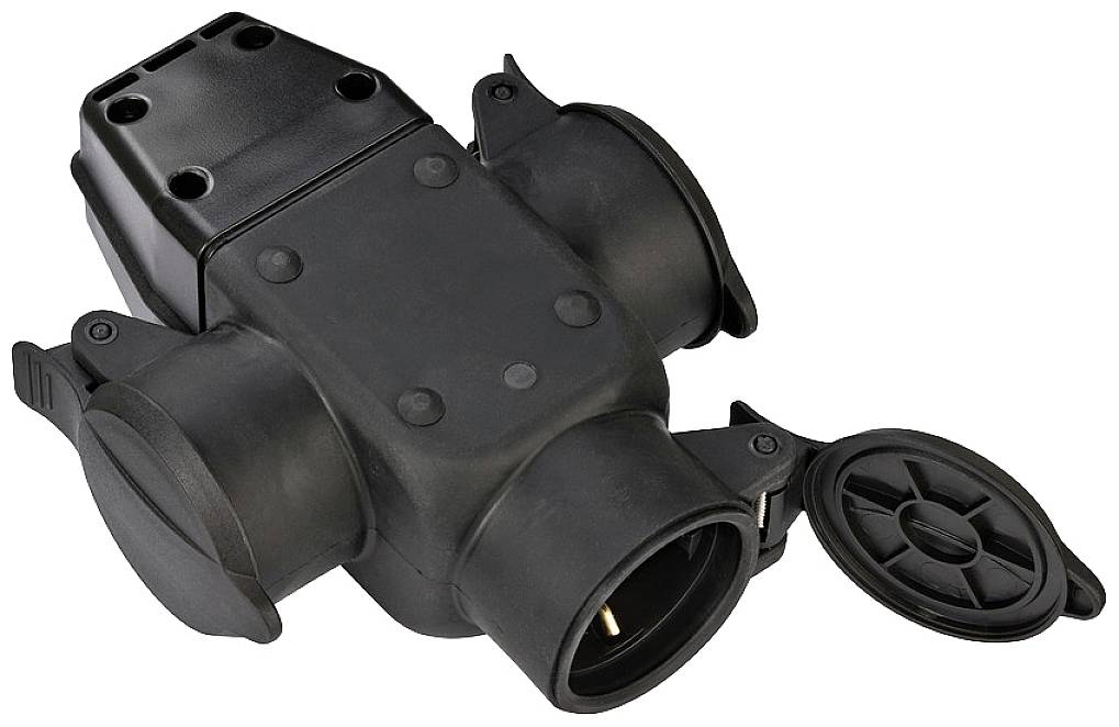 Brennenstuhl 1082120 Connettore a 3 vie Gomma 230 V Nero IP44