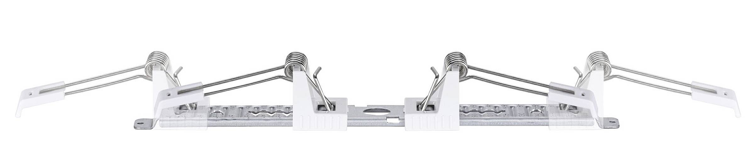 Kovový detail pántu s pákovými mechanizmami a pružinami, ktoré by sa mohli používať na podporu klapiek alebo dverí.