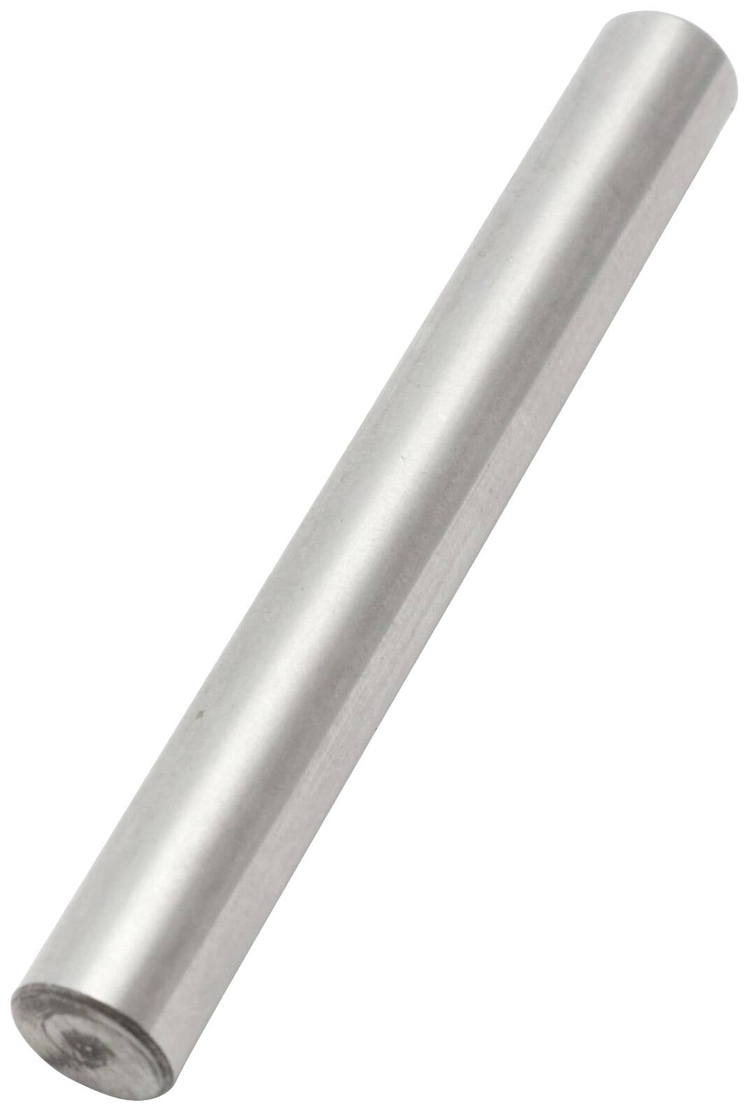 Valcový kovový kolík umiestnený horizontálne pred neutrálnym pozadím. Vhodný pre mechanické aplikácie.