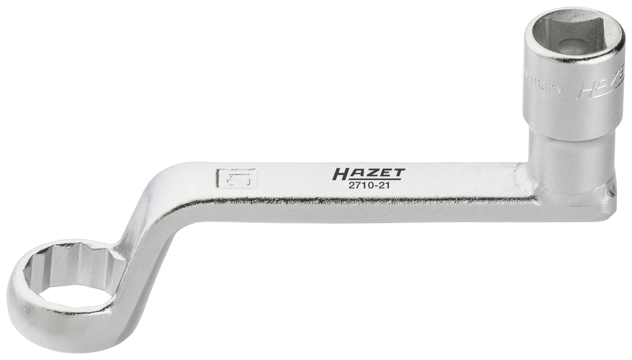 Kľúč Hazet, model 2710-21 v tvare L. Vhodný na uťahovanie a povoľovanie skrutiek so šesťhrannou hlavou.