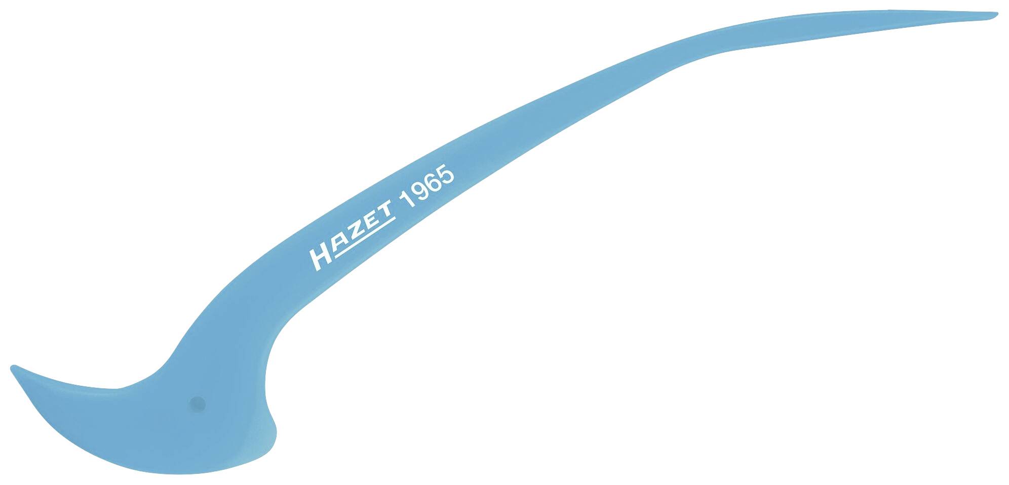 Modrý plastový klin so zaoblenými hranami, označený nápisom 'HAZET 1965'. Používa sa na ochranu pri otváraní krytov alebo výplní.