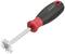 Skrutkovač s červenou rukoväťou a špeciálnou hlavou pre skrutky TORX.