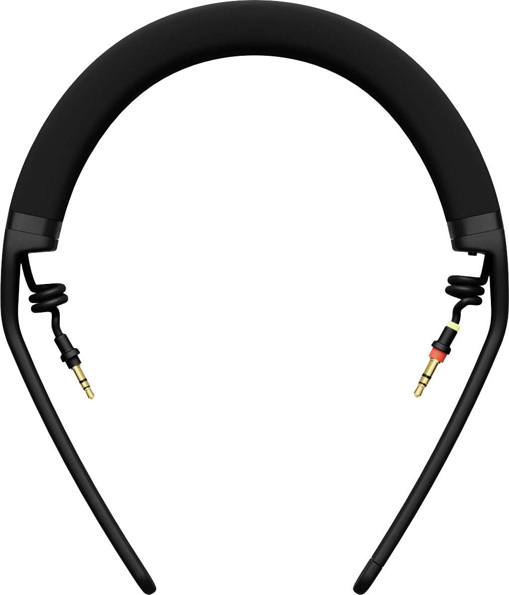 Čierny hlavový oblúk s integrovaným 3,5 mm jack konektorom na oboch koncoch. Matný povrch, minimalistický dizajn.