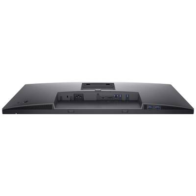 Zadný pohľad na počítačový monitor s viacerými portami: HDMI, DisplayPort, USB a napájací konektor.