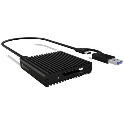 Externá, čierna čítačka kariet s USB-C a USB-A pripájacím káblom. Vhodná na prenos dát z pamäťových kariet.