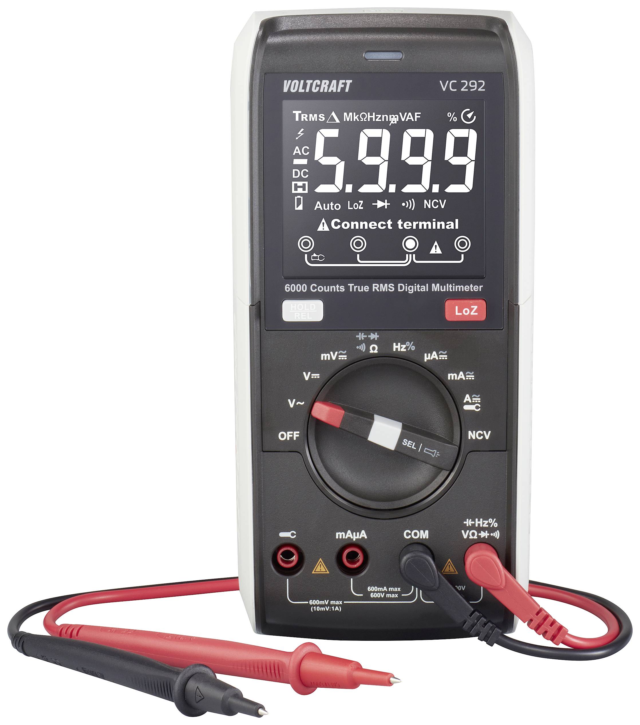 VOLTCRAFT VC-12884315 Hånd-multimeter digital CAT III 600 V Visning (counts): 6000