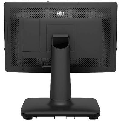 Čierny počítačový monitor zozadu, s pevnou podstavou.