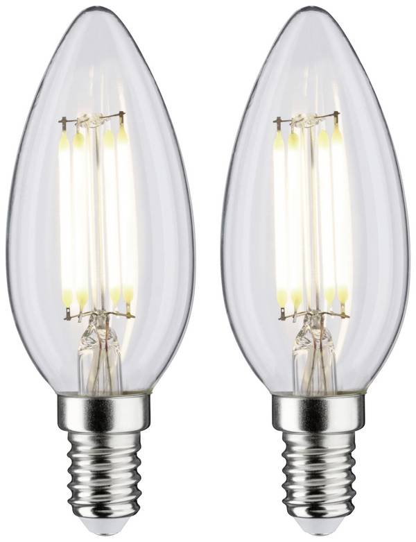 Paulmann 70453 LED  En.trieda 2021 F (A - G) E14 sviečkový tvar 4.8 W neutrálna biela (Ø x v) 35 mm x 98 mm  2 ks