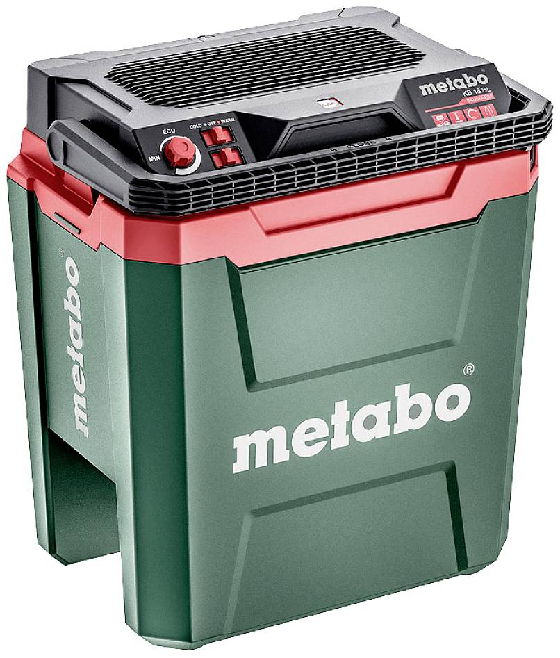 Metabo KB 18 BL aku chladnička & vykurovací box En.trieda 2021: E (A - G) 12 V/DC, 18 V/DC, 240 V/AC zelená, červená, či