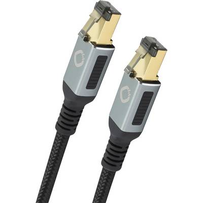 Oehlbach D1C13357 RJ45 sieťové káble, prepojovacie káble CAT 8.1 10.00 m čierna pozlátené kontakty, trojžilový tienený 1