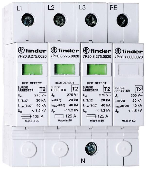 Finder 7P.24.8.275.0020 7P.24.8.275.0020 zvodič prepätia   20 kA  1 ks
