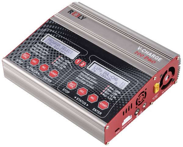 Reely V-Charge 200 Duo modelárska multifunkčná nabíjačka 12 V, 230 V 10 A NiMH, LiPolymer, LiIon, LiHV, olovo-vápnik, kyslé-olovo