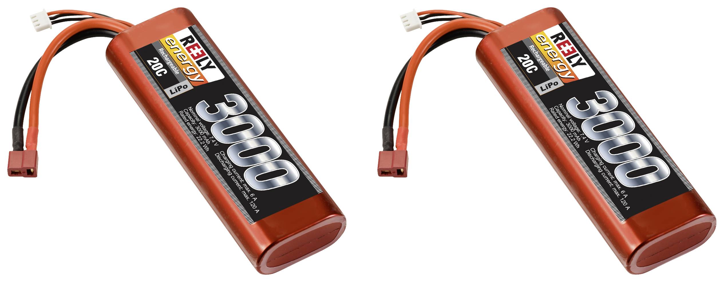Reely RE-7764918 akupack Li-Pol, 7.4 V, 3000 mAh, články 2, 20 C, Stick Hardcase, T-Stecksystem