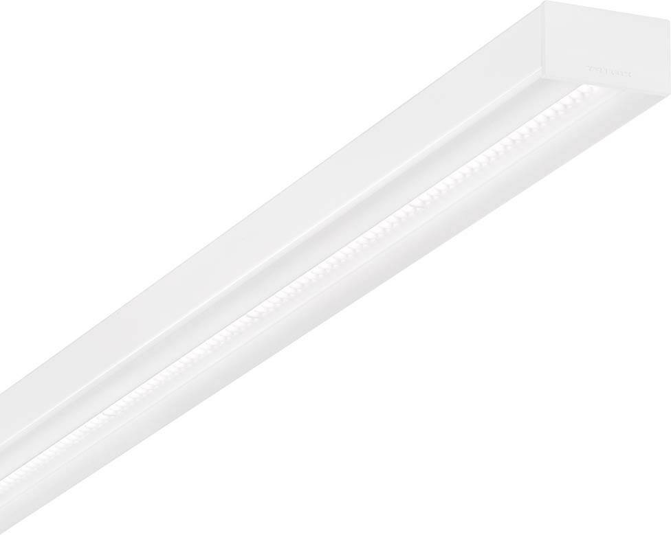 Biela LED svietidlo v obdĺžnikovom tvare, vhodné na stropnú montáž v kanceláriách alebo obytných priestoroch, poskytuje rovnomerné rozloženie svetla.