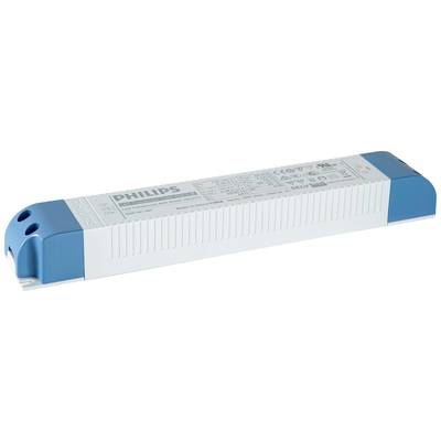 Obdĺžnikový LED driver značky Philips s modro-bielym krytom. Vhodný pre LED osvetľovacie systémy s napätím 36–75 V a výkonom 24–40 W.