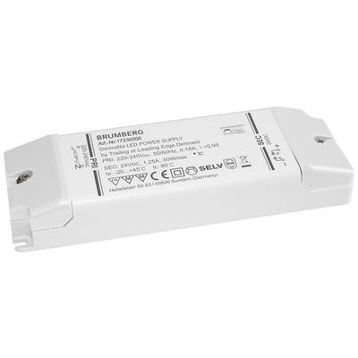 LED napájací zdroj Brumberg, stmievateľný, 24V DC, 1,25A, max. 30W, katalógové číslo 17250000, vhodný pre vstupné napätie 220-240V, kompatibilný s stmievačom.