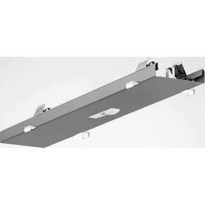 Sivý LED stropný panel obdĺžnikového tvaru, namontovaný horizontálne na bielom strope.