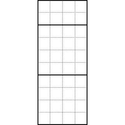 Štruktúrovaná grafika mriežkovej mriežky s tromi obdĺžnikovými sekciami rôznej veľkosti, oddelenými hrubými čiarami.
