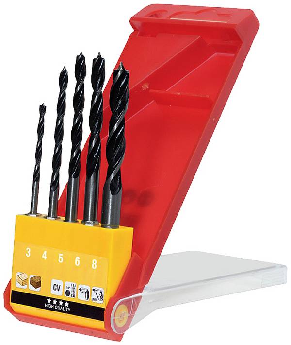 kwb 513900 sada špirálových vrtákov do dreva 3 mm, 4 mm, 5 mm, 6 mm, 8 mm 5 ks