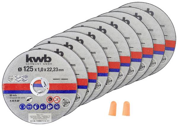kwb 712022 sada rezných kotúčov 125 mm 10 ks kov