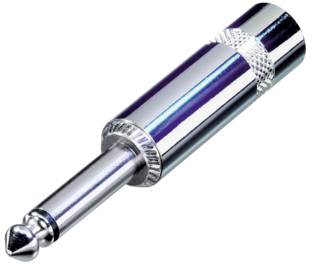 Strieborná 3,5 mm audio zástrčka.
