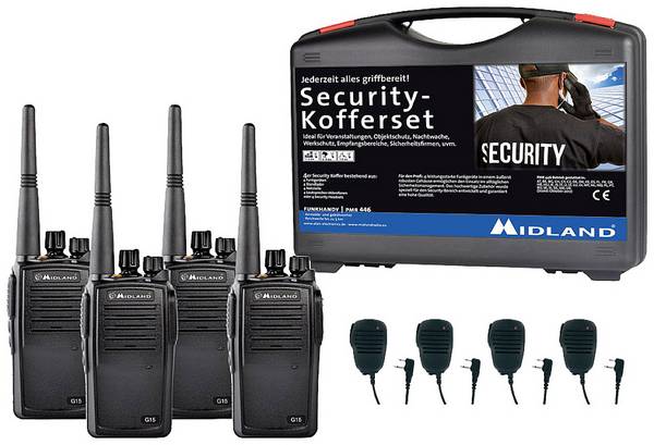Midland G15 Pro NC PMR 4er Security inkl. MA 25-M C1127.S3 PMR rádiostanica/vysielačka sada 4 ks
