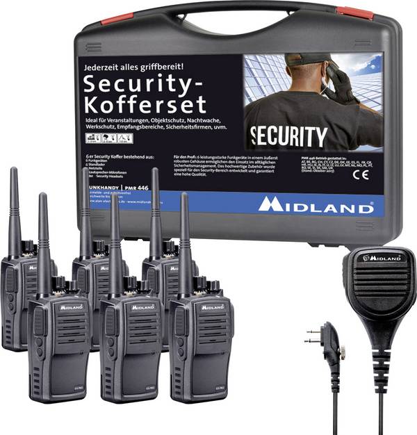 Midland G15 Pro NC PMR 6er Security inkl. MA 25-M C1127.S5 PMR rádiostanica/vysielačka sada 6 ks