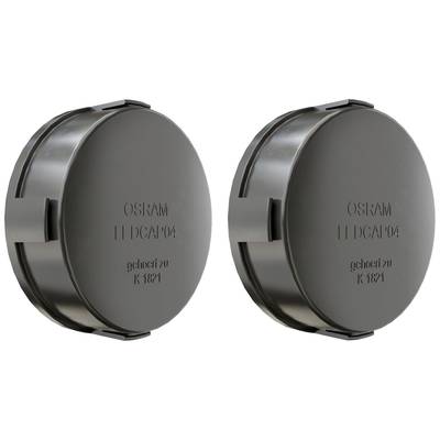 Dve čierne, okrúhle LED kryty s nápisom 'OSRAM LED CAP 04' a 'gehorcht zu K 1871'. Sú umiestnené vedľa seba.