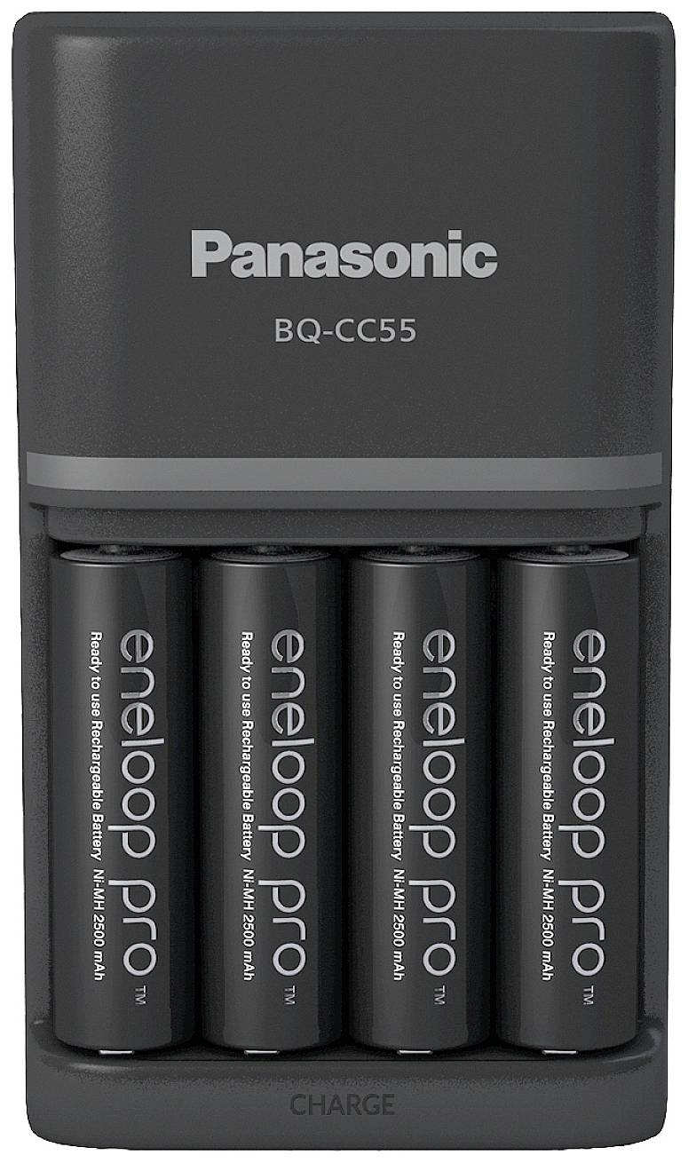 Panasonic Smart & Quick BQ-CC55 +4x eneloop Pro AA Lader voor accupacks NiMH AAA (potlood), AA (penlite)