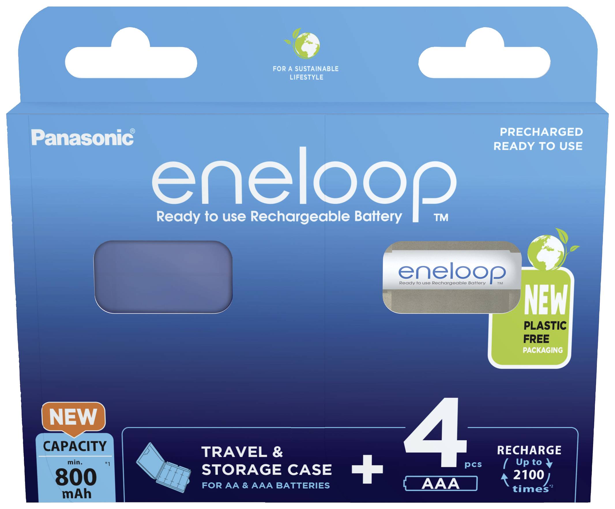 eneloop eneloop HR03 +Box Batteria ricaricabile Ministilo (AAA) NiMH 800 mAh 1.2 V 4 pz.