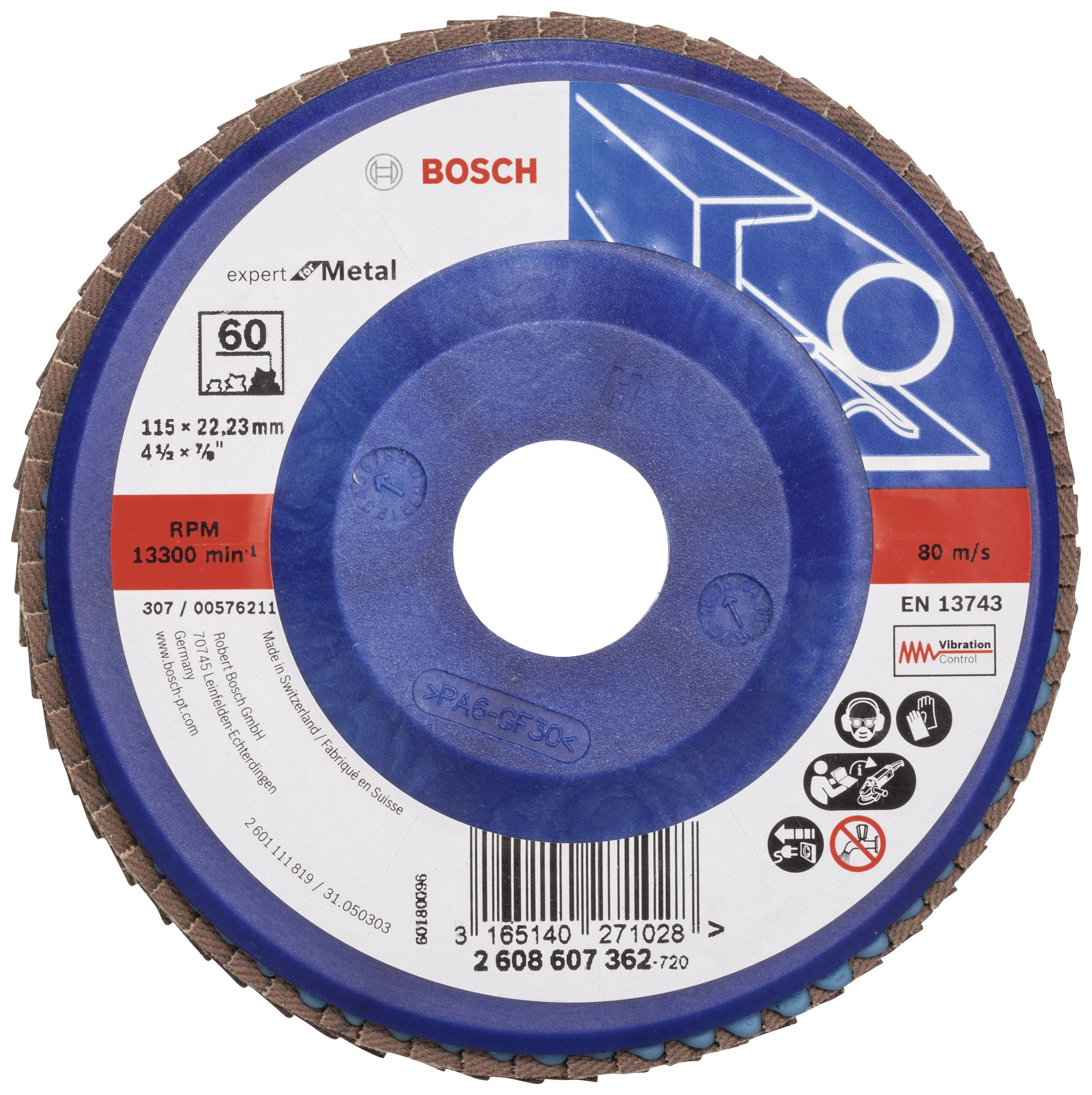 Bosch Accessories 2608607362 X551 Lamellenschijf Diameter 115 mm Boordiameter 22.33 mm Korrelgrootte (num) 60 Staal 1 stuk(s) afbeelding