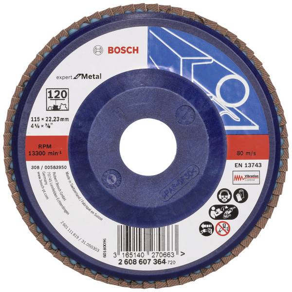 Bosch Accessories 2608607364 X551 vejárovitý brúsny kotúč Priemer 115 mm Ø otvoru 22.33 mm ocel 1 ks