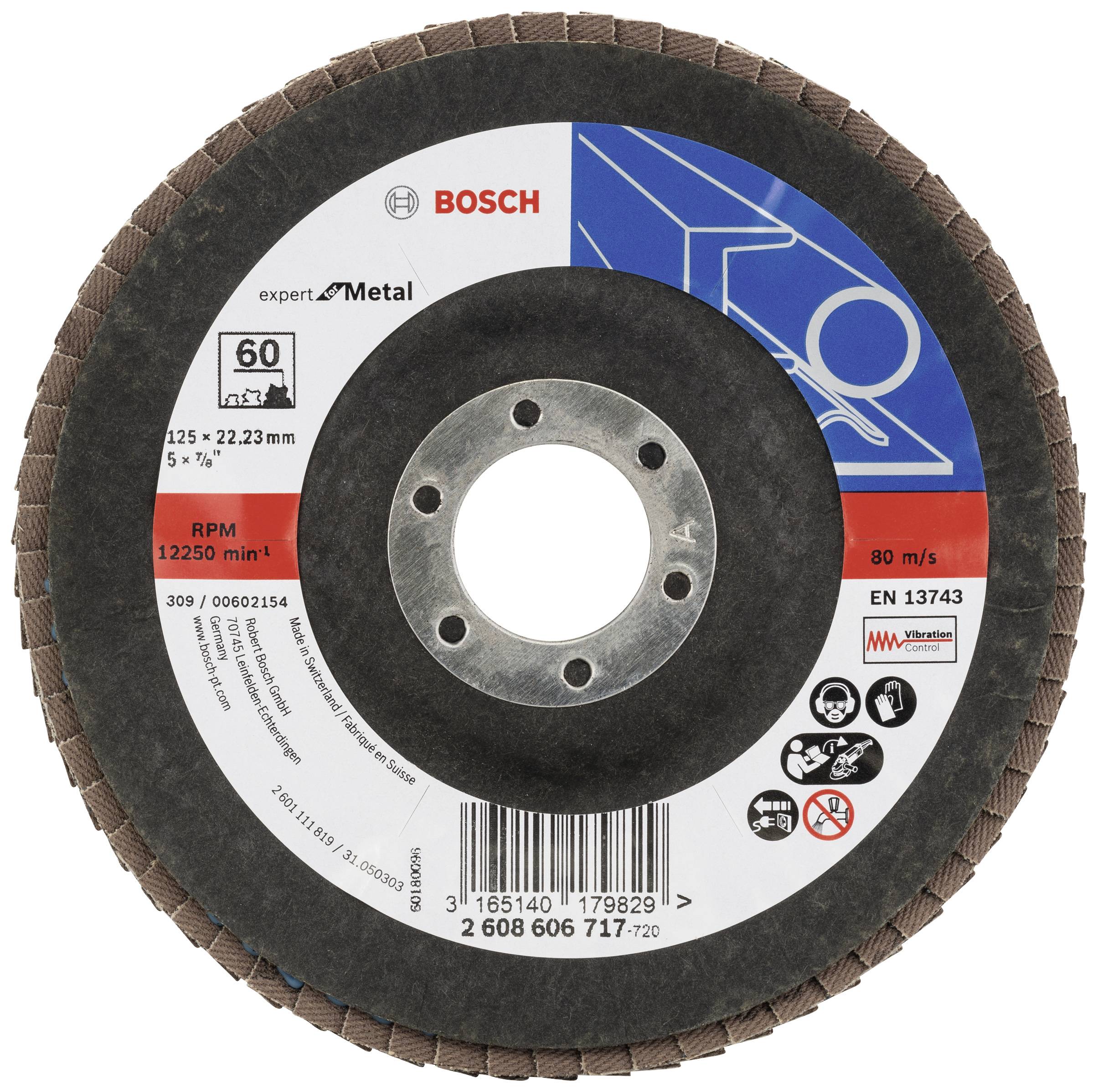 Bosch Accessories 2608606717 X551 Lamellenschijf Diameter 125 mm Boordiameter 22.33 mm Korrelgrootte (num) 60 Staal 1 stuk(s) afbeelding