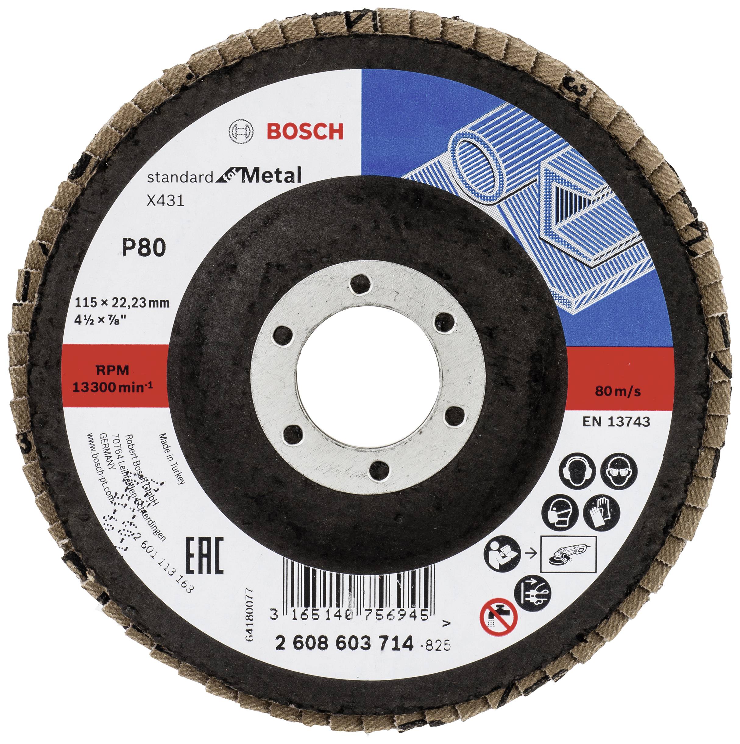 Bosch Accessories 2608603714 X431 Lamellenschijf Diameter 115 mm Boordiameter 22.33 mm Korrelgrootte (num) 80 Staal 1 stuk(s) afbeelding