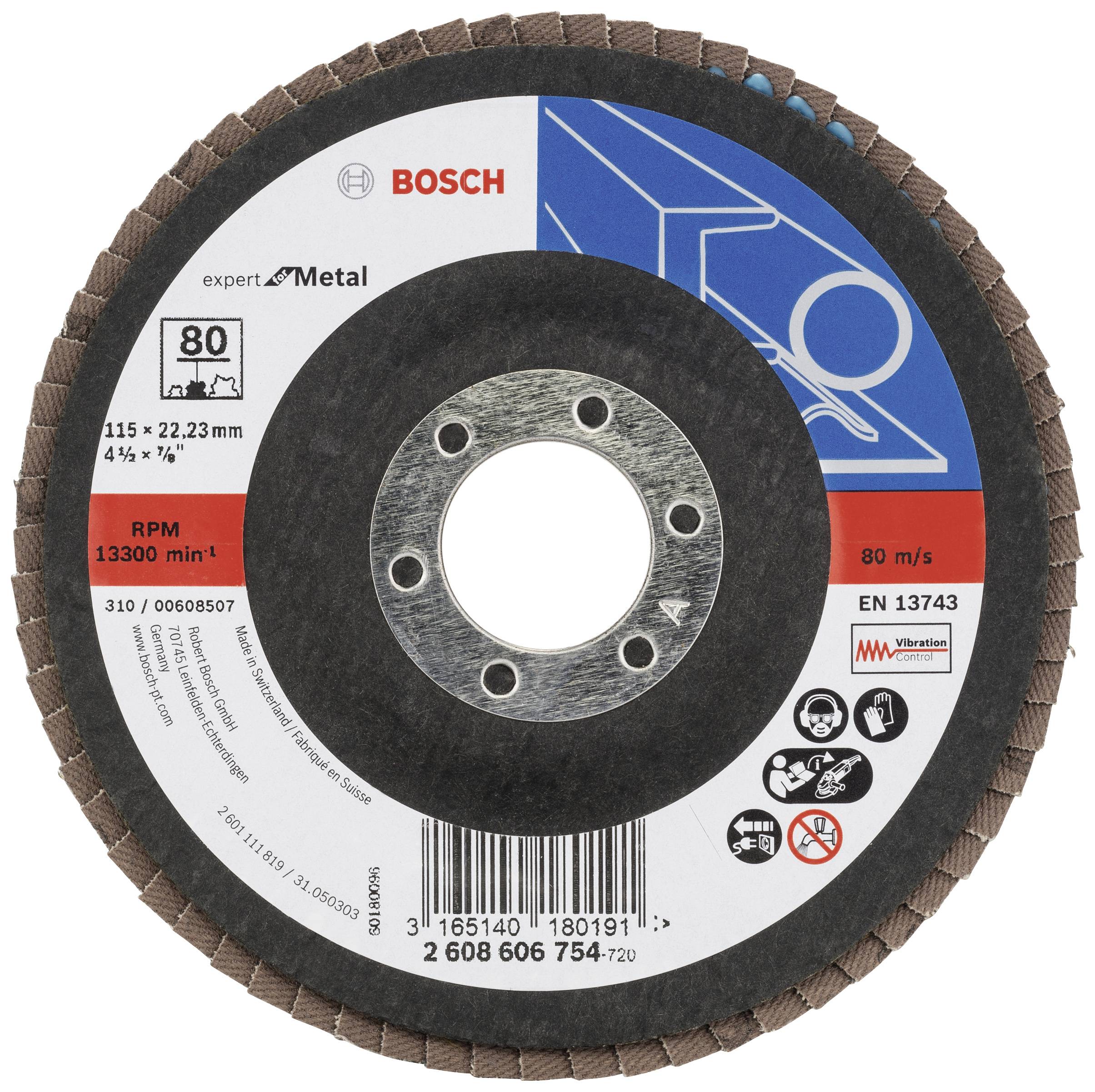 Bosch Accessories 2608606754 X551 Lamellenschijf Diameter 115 mm Boordiameter 22.33 mm Korrelgrootte (num) 80 Staal 1 stuk(s) afbeelding