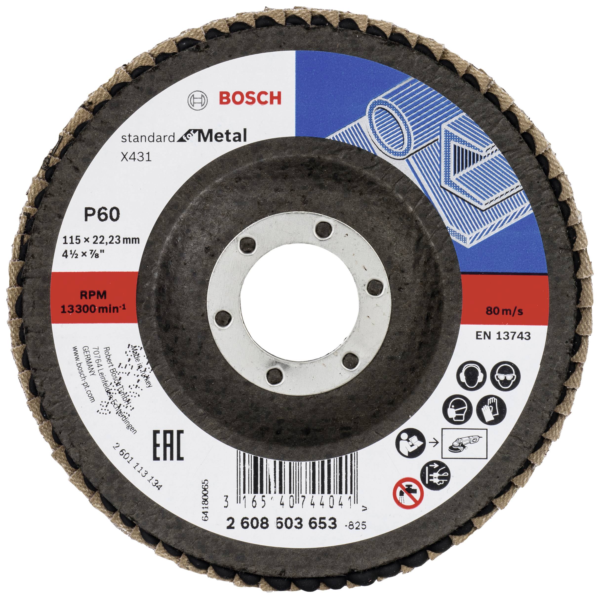 Bosch Accessories 2608603653 X431 Lamellenschijf Diameter 115 mm Boordiameter 22.33 mm Korrelgrootte (num) 60 Staal 1 stuk(s) afbeelding
