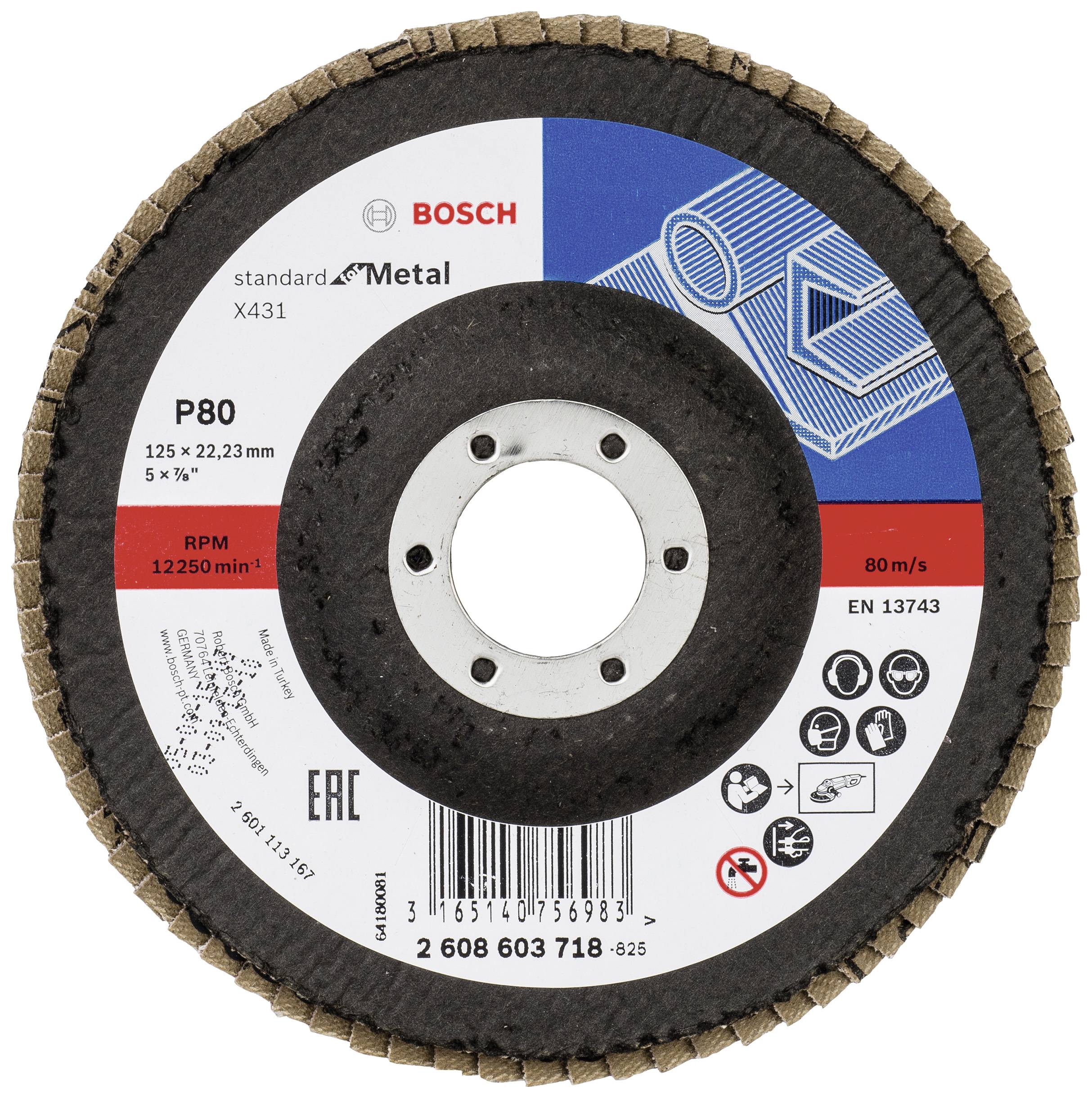 Bosch Accessories 2608603718 X431 Lamellenschijf Diameter 125 Mm Boordiameter 22.33 Mm Korrelgrootte (num) 80 Staal 1 Stuk(s)