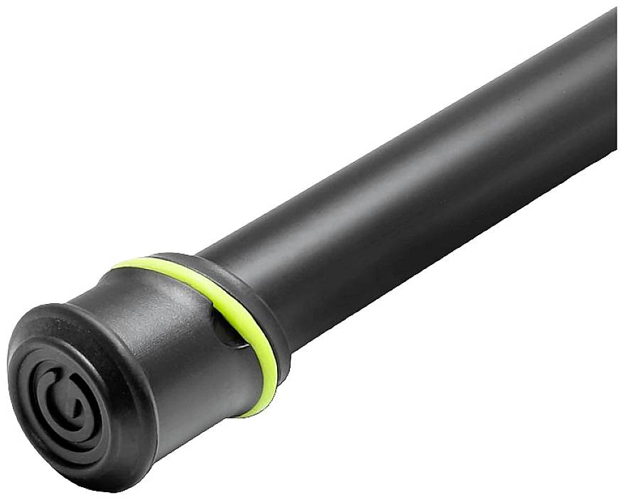 Čierna trubica s zeleným prsteňom blízko konca. Má vrúbkovaný kryt, ktorý by mohol byť uzatváracím mechanizmom.