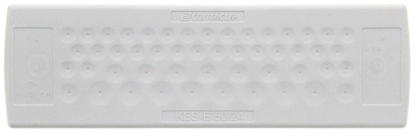 Šedo-biely svorkovnicový blok s viacerými pripojeniami s nápisom 'CONTACTIP KES-E 50/K2/A1'.