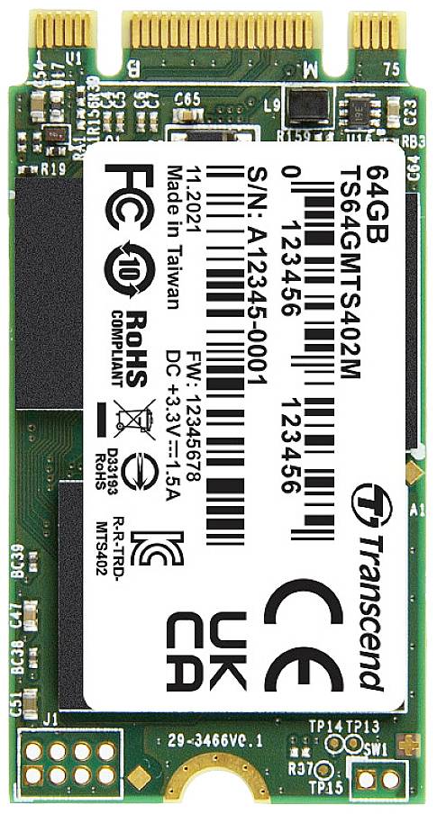Transcend MTS402M 64 GB Memoria SSD interna SATA M.2 2242 SATA III Industrial TS64GMTS402M