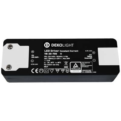 DEKOLIGHT LED ovládač s napájacím napätím 220-240V a výstupným prúdom 700mA. Vhodný do interiéru. Produkt overený TÜV.