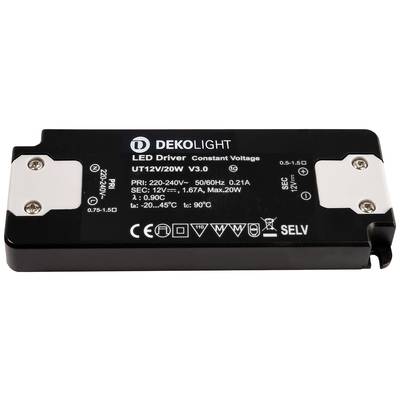 Deko Light FLAT, CV, UT12V/20W LED driver 20 W 0 - 1670 mA 12 V