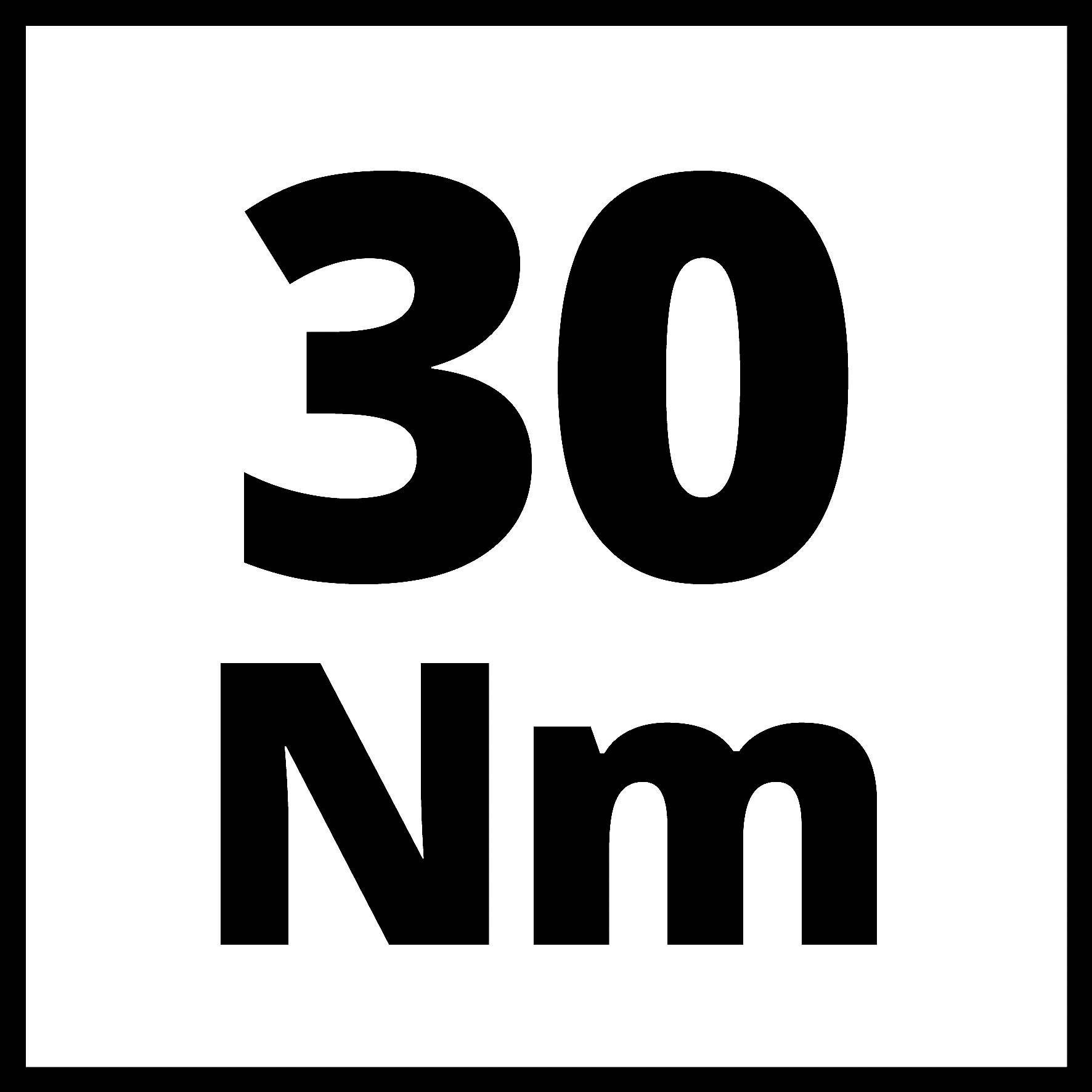 '30 Nm' veľkým, čiernym písmom na bielom pozadí.