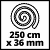 Navinutá špirála s rozmermi 250 cm x 36 mm.