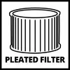 Skladaný filter s nápisom 'PLEATED FILTER' pod ním.