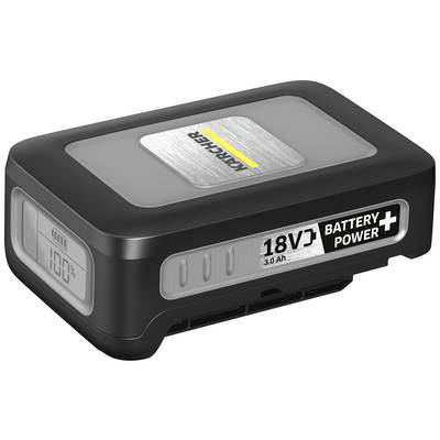 Kärcher 18V 3.0 Ah akumulátor s indikátorom stavu batérie. Vhodný pre rôzne elektrické zariadenia, poskytuje spoľahlivý zdroj energie.