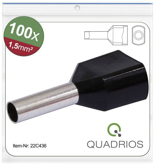 Quadrios 22C436 dutinka 1.5 mm² čiastočne izolované čierna 1 sada Package