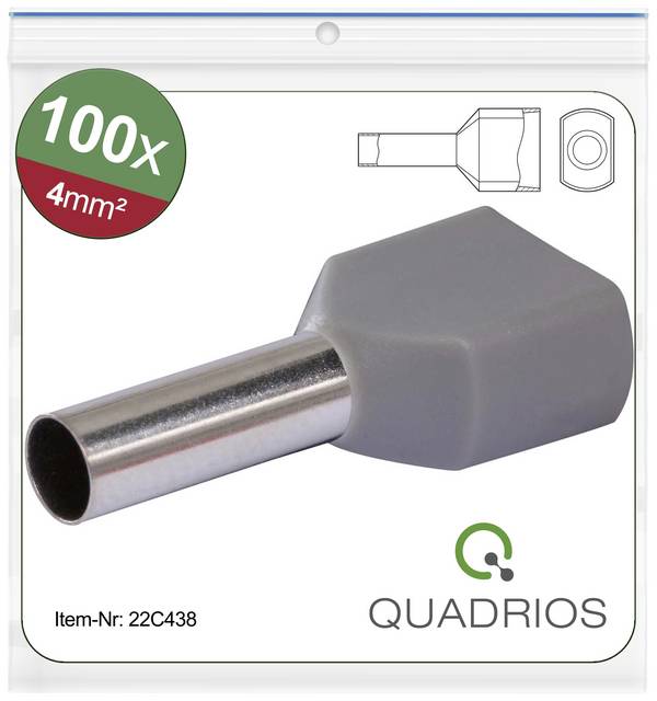 Quadrios 22C438 dutinka 4 mm² čiastočne izolované sivá 1 sada